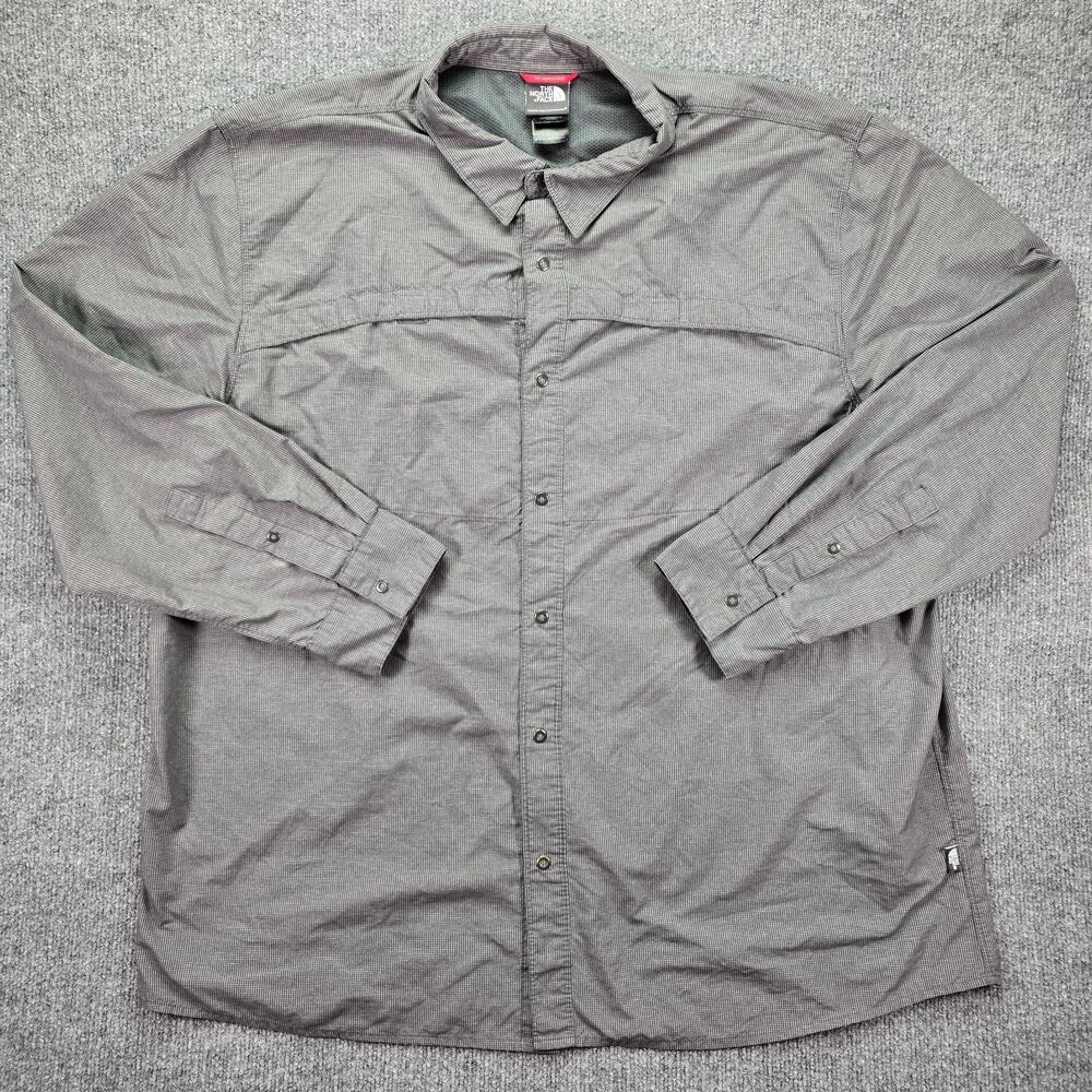 The North Face Shirt Mens XXL 2XL Gray Long Sleeve Outdoor Fishing Hiking Vented